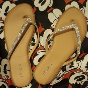 Torrid, Size 10 ww rhinestone flip flops